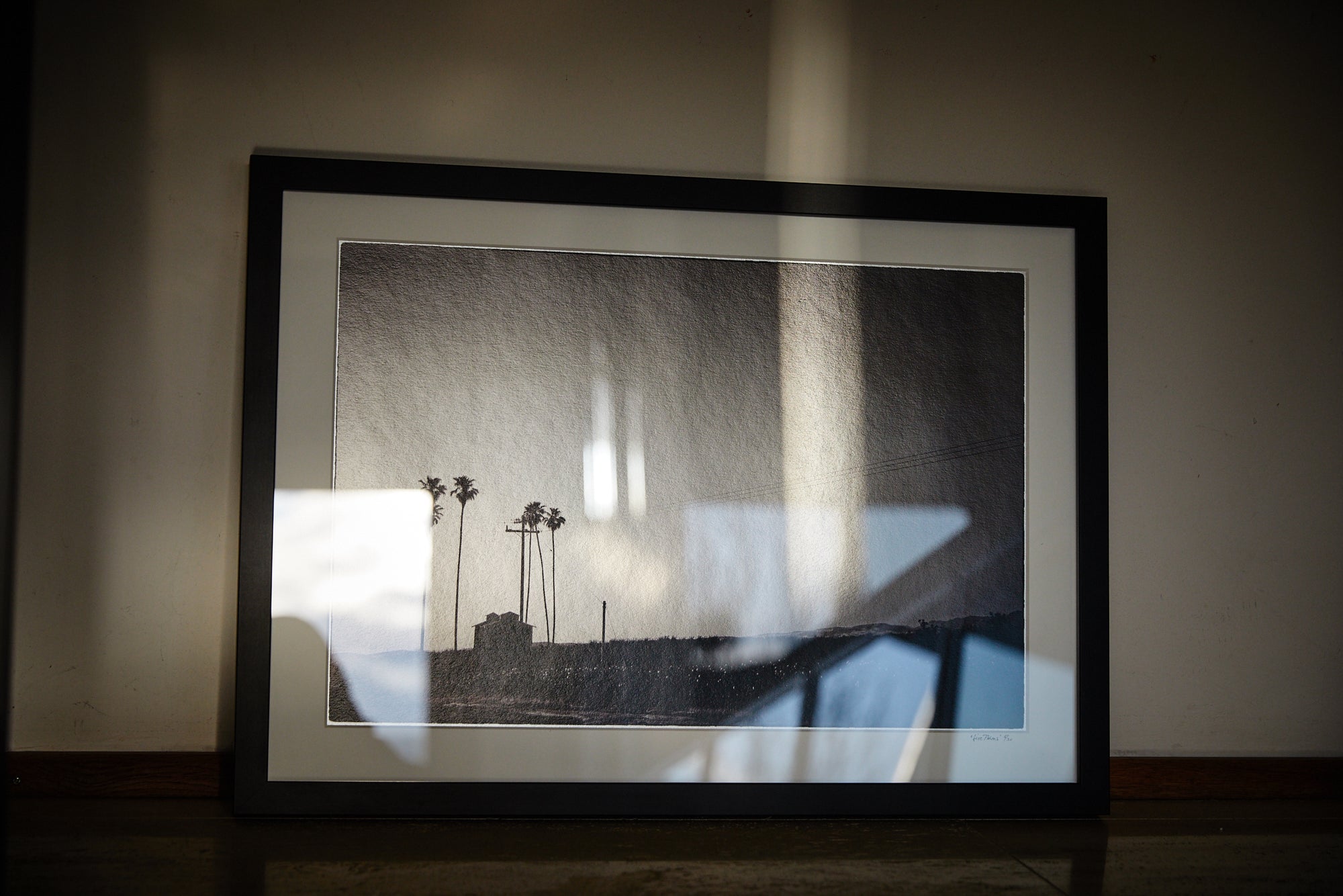 Five palm trees on the California horizon – cinematic fine art print