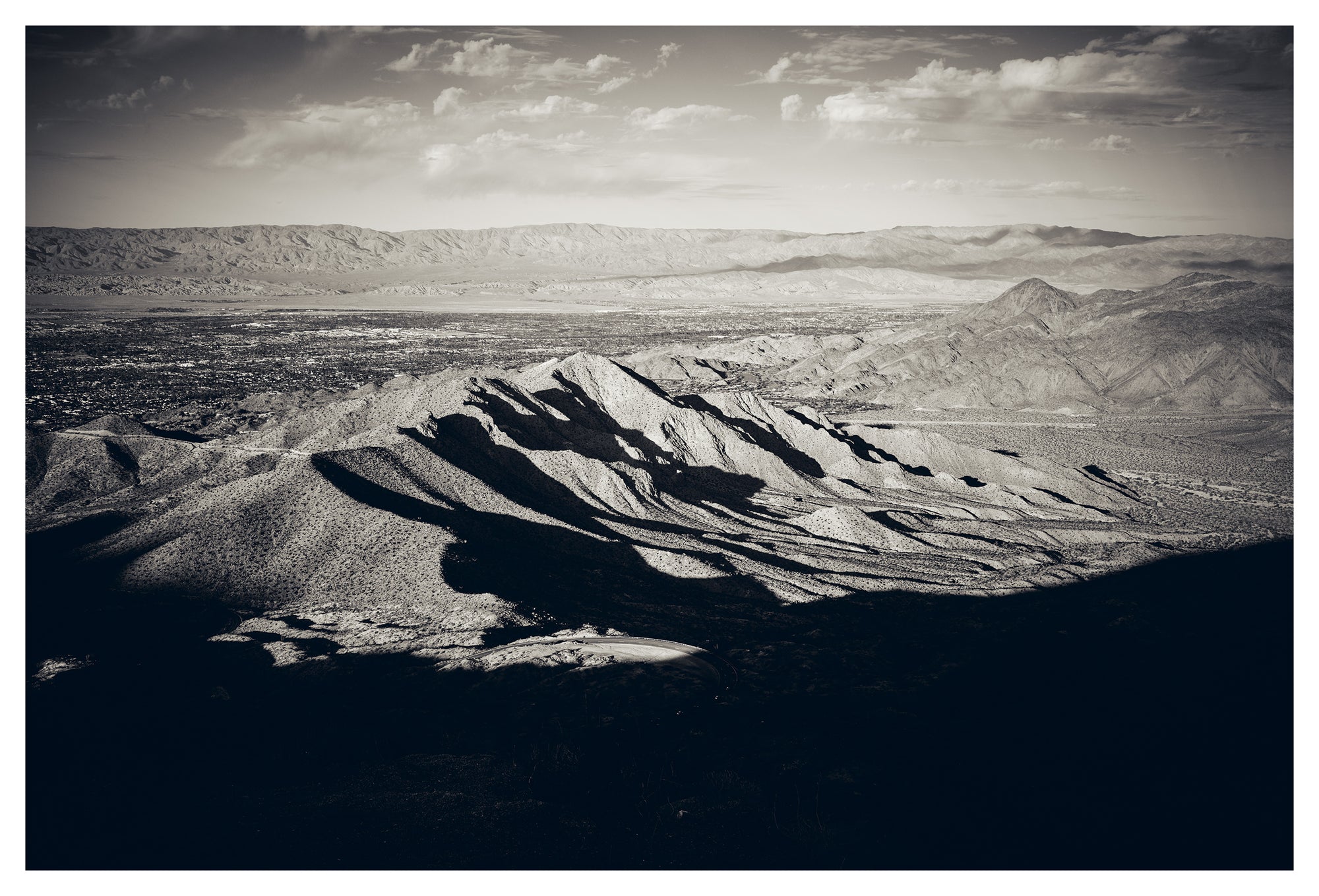 Black and white desert view over Coachella Valley 2018 – fine art print