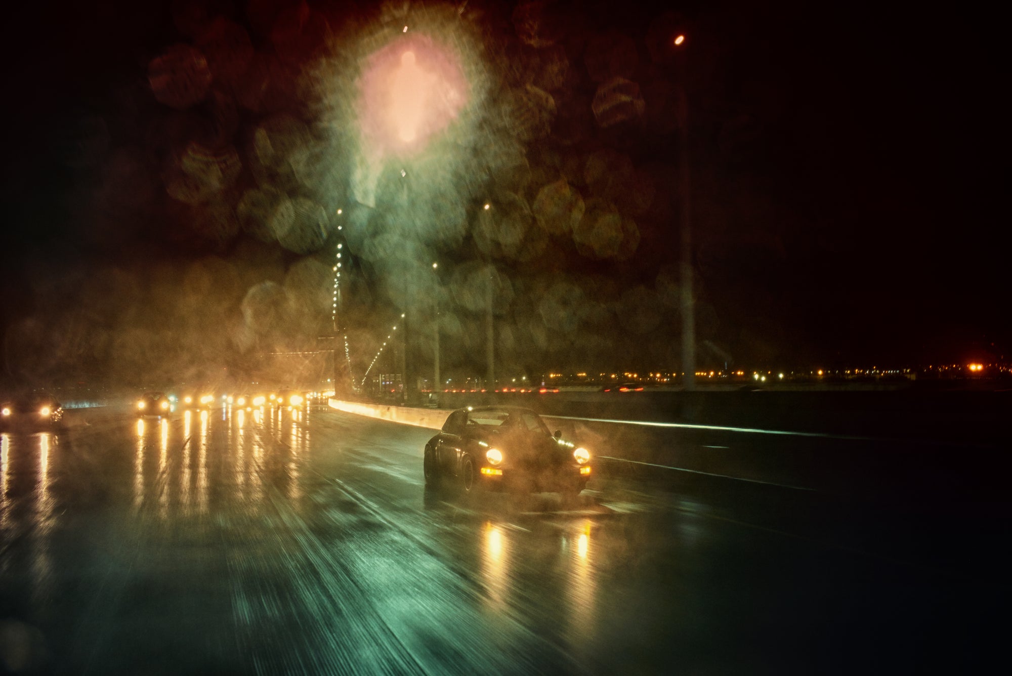 Porsche 911 R Gruppe on a rainy night bridge – cinematic fine art print