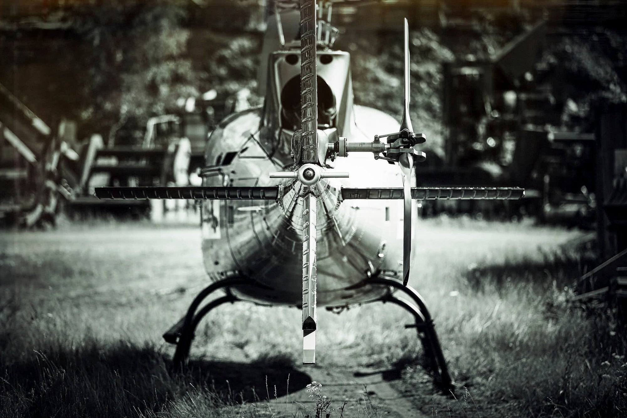 parked Alu Helicopter from Backside