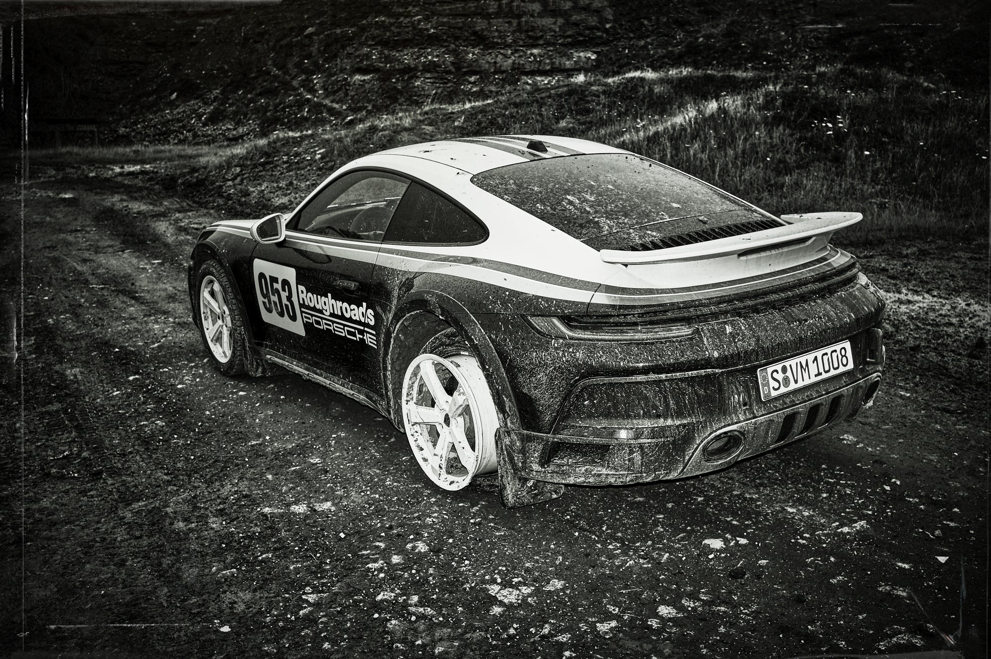 car with a crashed tire